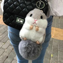 Cute Girls Plush Fur Hamster Doll Key Chain Women Car Trinket Pom Fur Ball Keychain On Bag Jewelry Party Wedding Toy Gifts G1019