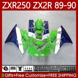 Full Bodywork Kit For KAWASAKI NINJA ZX 2R 2 R R250 ZXR 250 ZX2R ZXR250 1989 1990 Body 84No.796 ZX-2R ZXR-250 89-98 Green blue ZX-R250 ZX2 R 89 90 Motorcycle Fairing