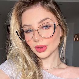 Women Fashion Cat Eye Eyewear Glasses Frame Anti Blue Lenses Metal Good Quality Designer Optical Frame 6 Colors Wholesale