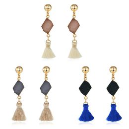 Boho Resin Tassel Earring Fringe Dangle Earrings For Women Jewellery Gifts Girl Accessories