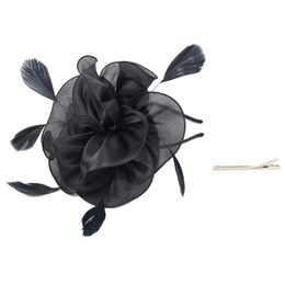 Headpieces T84B 16 Color Women Large Ruffles Flower Fascinator Hat Vintage Solid Multi Feather Tea Party Duckbill Hair Clip