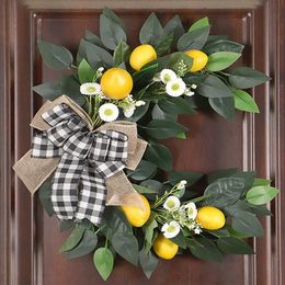 Decorative Flowers & Wreaths With Artificial Lemons Fake Floral Ring Wreath Little Daisy 35*40cm Spring Summer Simulation Front Door Decor G