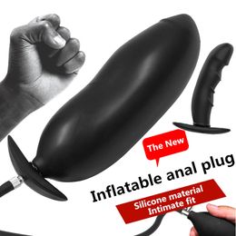 Go Out Silicone Inflated Anal Plug Dildo Max 65mm Diameter Pump Anal Dilator Prostate Massage No Vibrator Sex Toys For Woman/Man Y201118