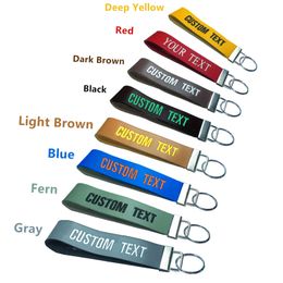 DIY Custom Embroidery PU Leather Wristlet Strap chains for Women Bag Pendant Jewelry Trinket Men's Car Ring Key Chain