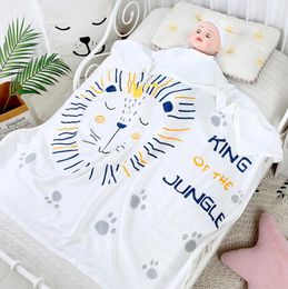 110*110cm children's summer blanket bamboo Fibre double layer cold feeling quilt cute pattern soft and breathable baby bath towel