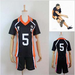 Haikyuu costumes !! Karasuno High School #5 Tanaka Ryunosuke Volleyball Club Jersey Cosplay Costume Sports Wear Uniform S-2XL