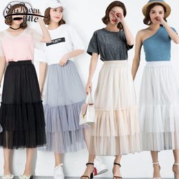 Skirts Women Summer/Autumn High Waist Polyester Casual Pleated Ankle-Length Empire 5175 50 210508