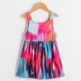 Girl's Dresses Wholesale Fresh Comfortable Small And Medium Sized Kids Clothing A dyed halter Skirt Is Special Holiday Gift