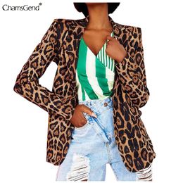 Women's Suits & Blazers Blazer Jacket Leopard Print Cardigan Coat Women Lapel Collar Long Sleeve Slim Office Suit Ladies Fashion Tops