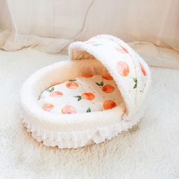 Cat Beds & Furniture Pet Dog Lace Princess Cute Cushion Bed Puppy Sofa Cave Nest With Removable Warm