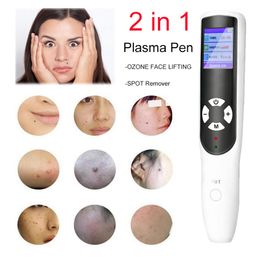 2 in 1 Plasma Pen Freckle Remover Machine and Ozone Anti-Wrinkle Device LCD Mole Tattoo Skin Tag Dark Spot Removal