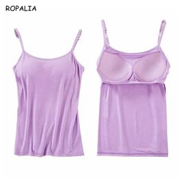 Women Padded Bra Tank Top Women Spaghetti Cami Top Vest Female Camisole With Built In Bra Y0622