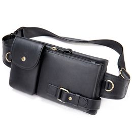 Men Chest Bag Retro Designer Waist Bags Fashion Mobile Phone Pockets Belt-bags Large Capacity Handbags Black and Brown Colours