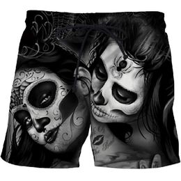 Men's Shorts Pants 3D Horror Skull Print Five-point Casual Sports Surfing Outdoor Travel Loose 2021 Summer Beach309z