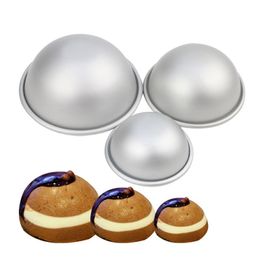 Mini Aluminum Hemisphere Ball Cake Molds Pans Half Sphere Bath Bomb Baking Mold Pastry Moulds, 3 Different Size CC0514