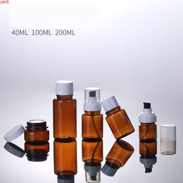 300pcs 40ML100ML50G PET Portable Refillable Brown Lotion Cream Treatment Pump Bottle with Cap 50g 50ml Empty Amber Jargood qty