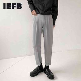 IEFB Spring And Autumn Casual Suit Pants Men's Straight Korean Slim Trend Beige Ankle Length Pants For Male 9Y6967 210524