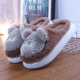 Autumn winter home slipper anti slip lovely cartoon lovers thickening indoor light mute shoes Factory direct sale