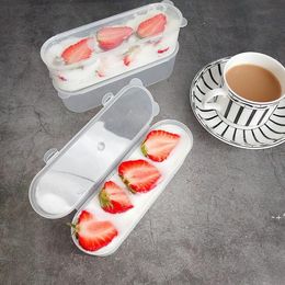 250ML Long Rectangle Ice Cream Baking Dessert Box Transparent Clear Plastic Packaging Box Mousse Pastry Cheese Cake Holder Boxes JJD10853