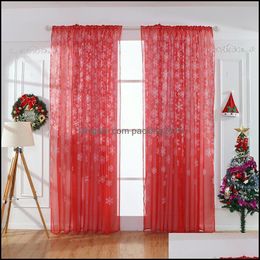 Curtain & Drapes Home Deco El Supplies Garden Snowflake Transparent Printing Window Screen Living Room Bedroom Fresh Simple And Elegant Beau