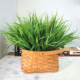 Decorative Flowers & Wreaths 7-fork Green Grass Artificial Plants For Plastic Household Store Dest Rustic Flower Decoration Clover Fake Plan