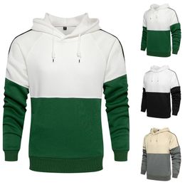 Men's Hoodies & Sweatshirts Sportwear Slim 2021 Mens Autumn Winter Casual Colour Patchwork Draw String Hooded Long Sleeve Sweatershirts Top P