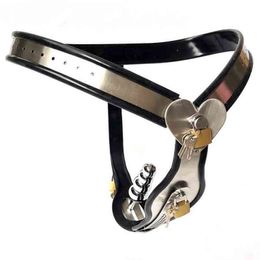 NXY Chastity Device Heart Type Stainless Steel Female Belt Anal Plug Underwear Bdsm Bondage Lock Adult Sex Toys for Men1221