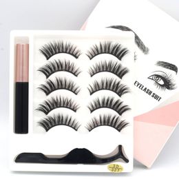 5 Pairs 3D False Eyelash Natural Soft Wispy Faux Mink Magnetic Eyelashes And Eyeliner Set Magnet Fake Lashes Makeup