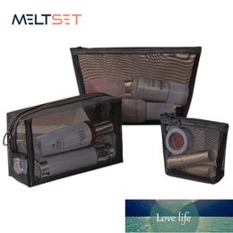 3pcs/set Portable Toiletry Cosmetic Bag Women Men Necessary Makeup Bag Travel Toiletries Organizer Fashion Mesh Makeup Pouch