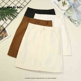 Jupe Femme 2021 New Women Sexy Mini Skirt VD1875 Casual Student Y2K Pencil Short Black White Skirt Faldas X0428