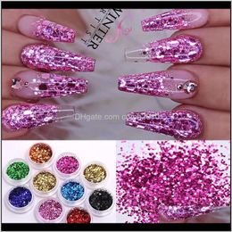 24 Boxs/Set Holographics Nail Glitter Powder Colorful Shinning Nail Sequins Pigment Dust Power Art Decoration Diy Design Zvacz 7Rbll