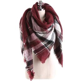European And American Scarves Women's Winter Dual-use Long Shawl British Plaid Contrast Colour Imitation Cashmere Large Square Sarongs