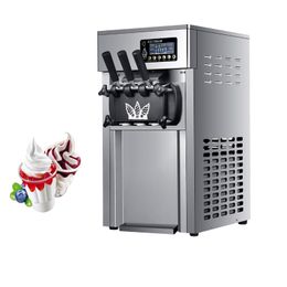 Commercial Desktop Soft Serve Ice Cream Machine Vending Three Flavours Sweet Cone Makers 1200W