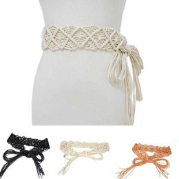 Belts Luxure Desinger 2021 5 Cm Wide Wax Rope Belt Solid Colour Woven Hand-woven Waist Ladies Bg-1533