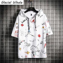 GlacialWhale Men's Hoodies 2021 Summer Short Sleeves Anime Sweatshirt Male Hip Hop Harajuku Japanese Streetwear White Hoodie Men X0628