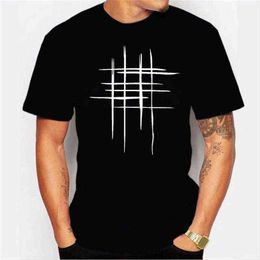 Summer Simple Line Cross Design Men T-Shirt Cotton Breathable O-Neck Short-Sleeved T-Shirt Man Street Loose Casual Top Tees Male G1222