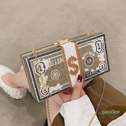 Designer-Evening Bags Luxury Diamond Party Purse Crystal Dollar Small Clutch Women's Designer Chain Shoulder Handbags