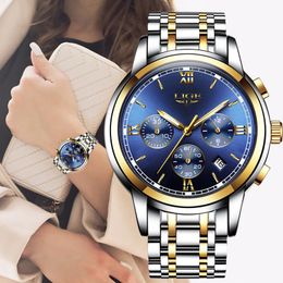 2021 LIGE Rose Gold Women Business Quartz Ladies Top Brand Luxury Female Wrist Watch Girl Clock Relogio Feminin