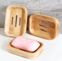 Bathroom Soap Holder Tray Container Bamboo Natural Box Shower Soaps Dish Eco-friendly Wooden Storage Boxes SN5546