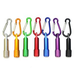 Mini Portable LED Flashlight Keychain Pendant Aluminum Alloy Torch Flashlights Key Chain With Carabiner Ring Keyrings Gifts Custom LOGO