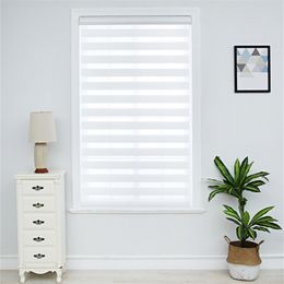 Zebra Blinds Horizontal Window Shade Double Layer Roller Blinds Window Custom Cut to Size White Colour Curtains for Living Room 210722