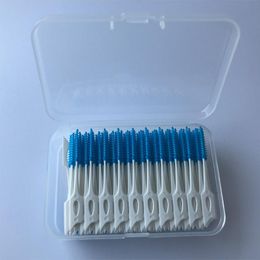 Silicone Interdental Brush Dental Double Floss Head Disposable Teeth Stick Toothpicks Oral Care Clean Tool 200boxes