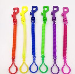 2021 500pcs Elastic Coil Stretch Tether Key chain Ring For Fishing Lobster Clasp Hook Lockable Key Cord key koord Sleutel