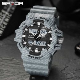 SANDA Fashion Sports Mens Watch Multifunctional Waterproof Electronic Watch Digital Watch Casual Luminous Clock Relogio Feminino G1022