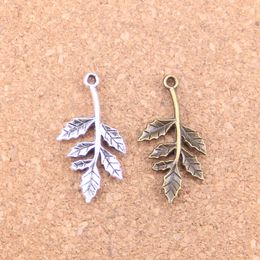 73pcs Antique Silver Bronze Plated leaf branch connector Charms Pendant DIY Necklace Bracelet Bangle Findings 32*17mm