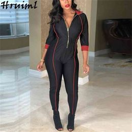 Fashion Jumpsuits for Women Long Sleeve Zipper Female Bodysuits Sexy High Waist Slim Overalls Autumn Romper Ropa Mujer 210513