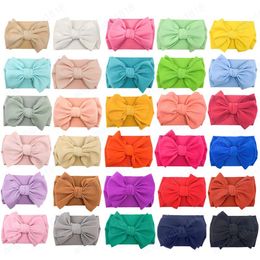 18*12 CM Fashion Handmade Bowknot Elastic Wide Hairband Toddler Solid Colour Big Bows Headband Baby Girls Headwear Holiday Gifts