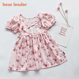 Bear Leader Girls Princess Cute Dresses Fashion Kids Baby Costumes Children Party Vestidos Hollow Back Clothes 210708