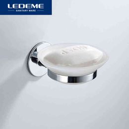 LEDEME Wall Mounted Soap Dish Hanger Home Plastic Round Soap Holder Accessories Box Cup Bathroom Without Drilling L5702 211119