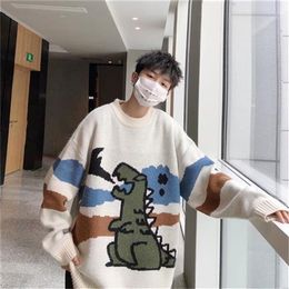 Sweater Men Y2k Streetwear Retro Flame Pattern Hip Hop Autumn Pull Over Spandex O-neck Oversize Couple Casual Men Sweaters 211221